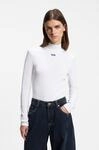 Longsleeve HUGO "Easy Longsleeve", Damen, Gr. L, wei&szlig;, Single Jersey, Obermaterial: