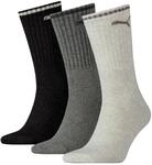 Socken PUMA "PUMA UNISEX STRIPED CREW SOCK 3P", Damen, Gr. 35-38, schwarz (anthrazit,