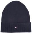 Strickm&uuml;tze TOMMY HILFIGER "TH FLAG PIMA COTTON BEANIE", Herren, blau (space blau),