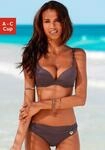 Push-Up-Bikini S.OLIVER, Damen, Gr. 32, Cup A, braun, Microfaser, Polyamid,