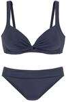 Triangel-Bikini LASCANA, Damen, Gr. 38, Cup C, blau (marine), Polyamid, unifarben,