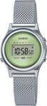 Chronograph CASIO VINTAGE, silber (edelstahlfarben, lindgr&uuml;n), Armbanduhren, Damen,