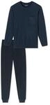 Schlafanzug SCHIESSER "Pyjama Comfort Essentials", Herren, Gr. S, blau, Obermaterial: