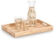 Servierplatte ZELLER PRESENT "Stripes", beige (natur), B:30,5cm H:4,5cm L:45,7cm,