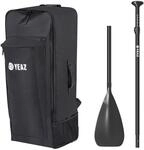 SUP-Paddel YEAZ "Trolley-Rucksack und Carbon-Paddel KIT PRO", schwarz, Paddel,