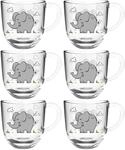 Tasse LEONARDO "BAMBINI Elefant 6er-Set", bunt (mehrfarbig), H:9cm &Oslash;:8,4cm, Glas,