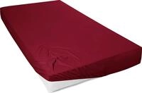 Spannbettlaken PRIMERA "Mako-Feinjersey Spannbetttuch", rot (bordeaux), L:200cm,