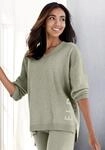 Sweater ELBSAND, Damen, Gr. 44/46, gr&uuml;n (oliv meliert), Feinstrick, Obermaterial: