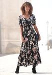 Maxikleid LASCANA "mit Blumendruck und V-Ausschnitt aus Webware", Damen, Gr. 42,