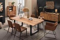 Esstisch SIT "Lille Wildeiche Massivholz mit modernem Metall-Kufengestell", braun