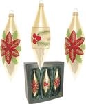 Christbaumschmuck KREBS GLAS LAUSCHA "Weihnachtsstern & Beeren, in Olivenform",...
