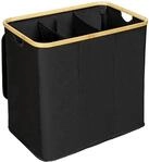 W&auml;schetruhe WENKO "Trio Ecori", schwarz (schwarz, natur), B:57cm H:50cm T:37cm,