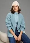 Strickjacke KANGAROOS, Damen, Gr. 32/34, blau (blaugrau), Strick, Obermaterial: 100%