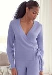Wickelstrickjacke LASCANA, Damen, Gr. 48/50, lila, Strick, Obermaterial: 52%