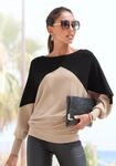 Strickpullover LASCANA "mit Colorblock-Optik und leichten Fledermaus&auml;rmeln", Damen,