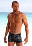 Boxer-Badehose CHIEMSEE, Herren, Gr. 5, N-Gr, schwarz (schwarz, grau), Polyamid,