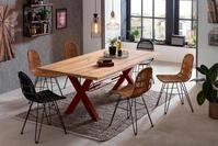 Esstisch SIT "Gent Wildeiche Massivholz mit X-Gestell aus Metall, Industrial", braun