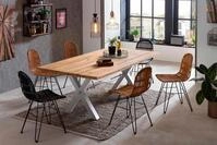 Esstisch SIT "Gent Wildeiche Massivholz mit X-Gestell aus Metall, Industrial", braun