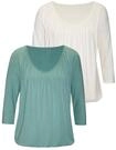 3/4-Arm-Shirt LASCANA "mit zarter Raffung am Ausschnitt", Damen, Gr. 48/50, gr&uuml;n