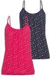 Spaghettitop LASCANA "mit dezentem Druck", Damen, Gr. 32/34, blau (navy, pink),