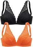 Bralette-BH "BH ohne B&uuml;gel, Spitzen-BH, Bralette", Damen, Gr. 70, Cup A, orange
