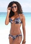 Push-Up-Bikini-Top LASCANA "Malia", Damen, Gr. 32, Cup A, grau (anthrazit, bedruckt),