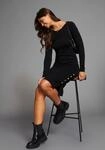 Strickkleid LAURA SCOTT, Damen, Gr. 46, N-Gr, Langarm, Strick, schwarz, Strick,