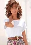Kurzarmshirt LASCANA, Damen, Gr. 44/46, wei&szlig;, Jersey, Obermaterial: 100% Viskose,