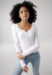 Langarmshirt KANGAROOS, Damen, Gr. 32/34, wei&szlig;, Rippware, Obermaterial: 100%