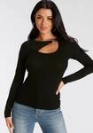 Langarmshirt MELROSE, Damen, Gr. 44, schwarz, Jersey, Obermaterial: 95%...