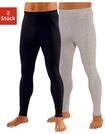 Lange Unterhose CLIPPER, Herren, Gr. 4, 2 Stk., schwarz (schwarz, beige, meliert),