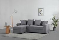 Ecksofa "KILLAM, 217 cm, L-Form, mit Schlaffunktion u. Bettkasten", grau (anthrazit),