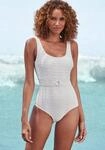 Badeanzug SUNSEEKER "Loretta", Damen, Gr. 44, Cup B, wei&szlig;, Polyamid, Strukturmuster,