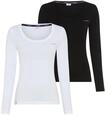 Langarmshirt KANGAROOS, Damen, Gr. 32/34, schwarz-wei&szlig; (schwarz, wei&szlig;), Jersey,
