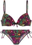 Push-Up-Bikini BUFFALO, Damen, Gr. 38, Cup C, bunt (schwarz bedruckt), Microfaser,