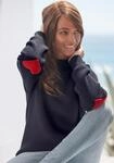 Stehkragenpullover LASCANA "mit Herzchendetails am Ellenbogen", Damen, Gr. 40/42,