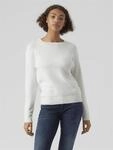 Rundhalspullover VERO MODA "VMDOFFY LS O-NECK BLOUSE GA NOOS", Damen, Gr. XS, wei&szlig;