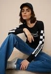 Langarmshirt KANGAROOS, Damen, Gr. 52/54, schwarz, Rippware, Obermaterial: 100%