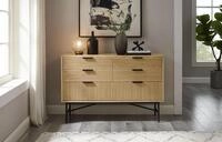 Kommode SALESFEVER "Visby Designer Kommode mit Stil", beige (natur, schwarz), B:120cm