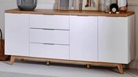 Sideboard JAHNKE "LIBRE", braun (kerneiche, wei&szlig;), B:180cm H:77,4cm T:39cm,