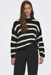 Strickpullover JDY "JDYJUSTY L/S STRIPE PULLOVER KNT NOOS", Damen, Gr. XS, schwarz