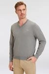 V-Ausschnitt-Pullover GANT "Classic Cotton V-Neck", Herren, Gr. S, grau...