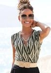 Shirttop LASCANA "mit Wickelausschnitt und taillierter Form im Alloverdruck", Damen,