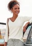 V-Ausschnitt-Pullover VIVANCE "in taillierter Form", Damen, Gr. 40/42, beige (creme),