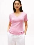 T-Shirt TOMMY HILFIGER "SLIM CODY V-NECK SHORT SLEEVE", Damen, Gr. XS (34), rosa