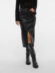Lederimitatrock VERO MODA "VMVERI HR CALF PL SKIRT NOOS", Damen, Gr. XS (34),