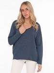 Zwillingsherz "Positive Mind", ausgefranster V-Ausschnitt, Used Look, Langarm,