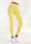 Leggings LASCANA, Damen, Gr. 32/34, N-Gr, gelb, Single Jersey, Obermaterial: 95%