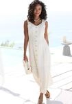 Maxikleid LASCANA "mit breiten Tr&auml;gern aus Webware mit Leinenanteil", Damen, Gr. 34,