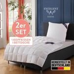 Daunenbettdecke + 3-Kammer-Kopfkissen EXCELLENT "Davos", wei&szlig;, B/L: 135cm x 200cm